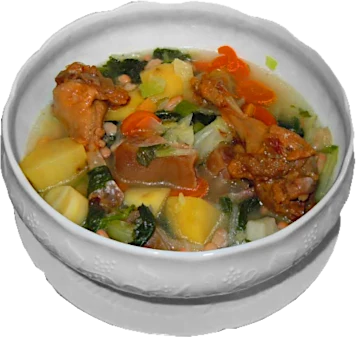 Bol de garbure : légumes, haricots blancs et confit de canard